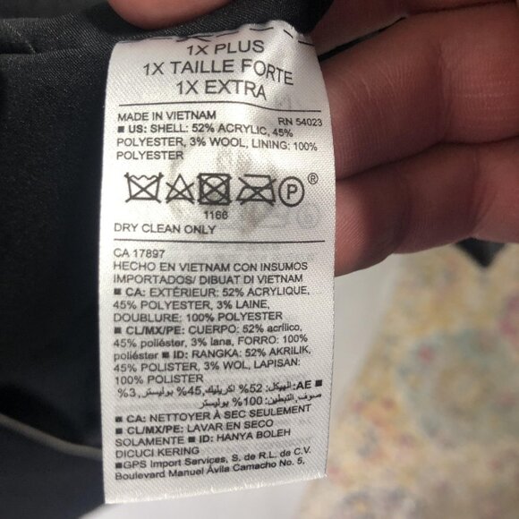 Old Navy Coat Womens 1X Plus Black Wool Blend Asymmetrical Zip Moto Zip Pockets - Picture 4 of 16